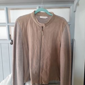 Tory Burch-Tan Suede Leather Jacket, XL-Like New